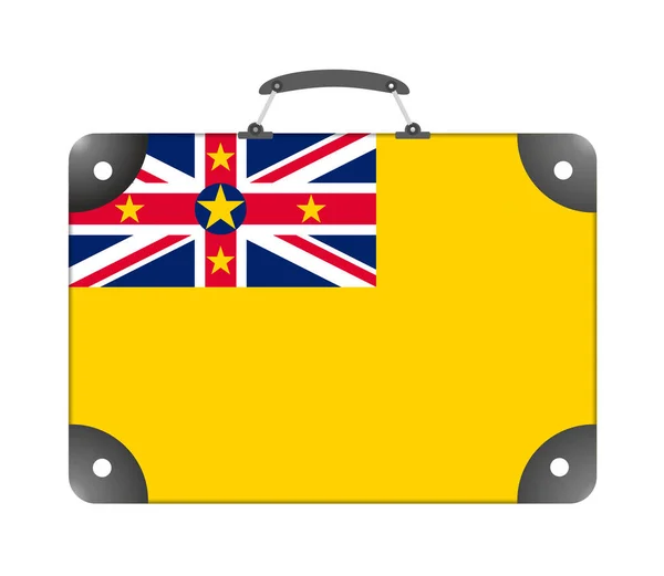 Flaga Kraju Niue Postaci Walizki Podróżnej Białym Tle Ilustracja — Zdjęcie stockowe