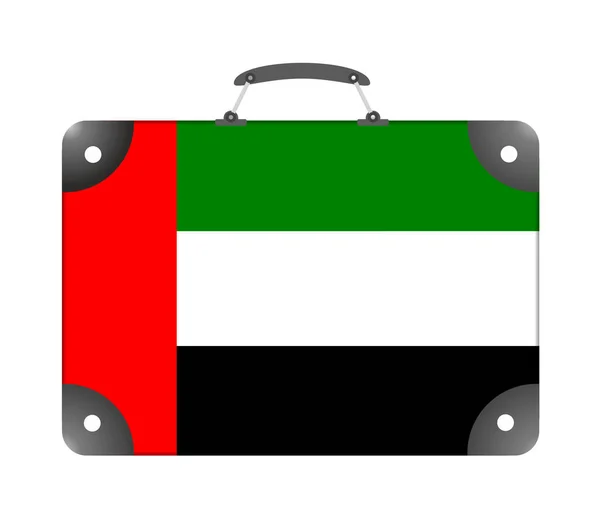 白色背景的旅行行李箱形式的阿联酋国旗 — 图库照片