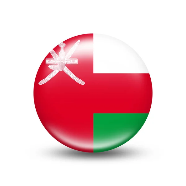 Oman Flagge Kugel Mit Weißem Schatten Illustration — Stockfoto