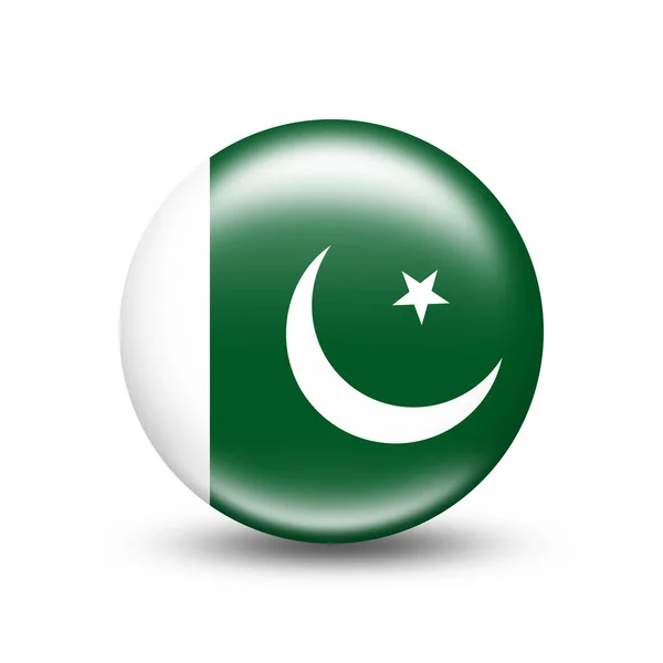 白色阴影的球面上的巴基斯坦国旗 — 图库照片
