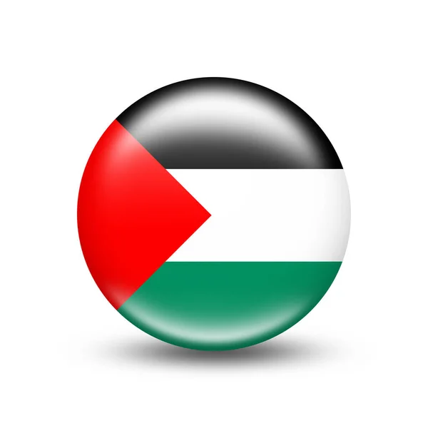 带白色阴影的球面上的巴勒斯坦国旗 — 图库照片