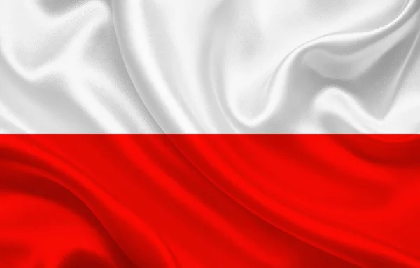 Polen Land Vlag Golvende Zijde Stof Achtergrond Panorama Illustratie — Stockfoto