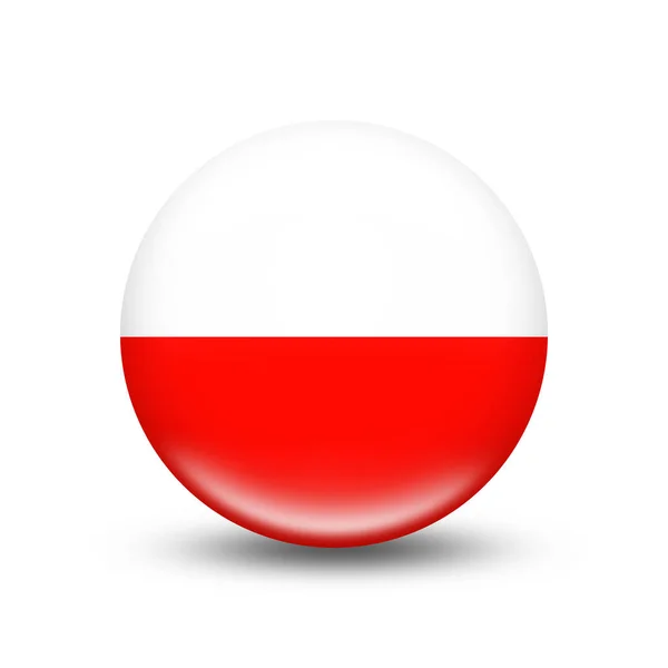 Polen Land Flagga Sfär Med Vit Skugga Illustration — Stockfoto