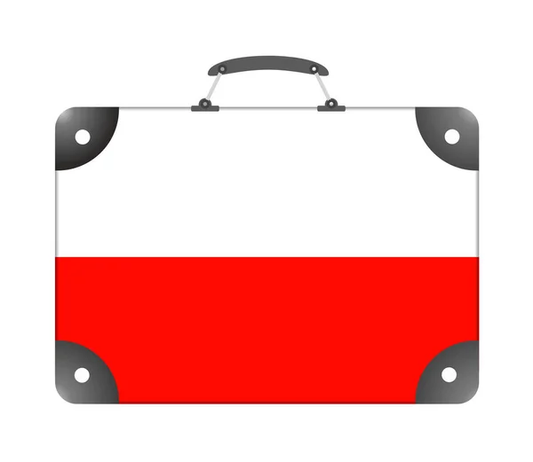 Poland Flag Form Travel Suitcase White Background Illustration — Stock Photo, Image