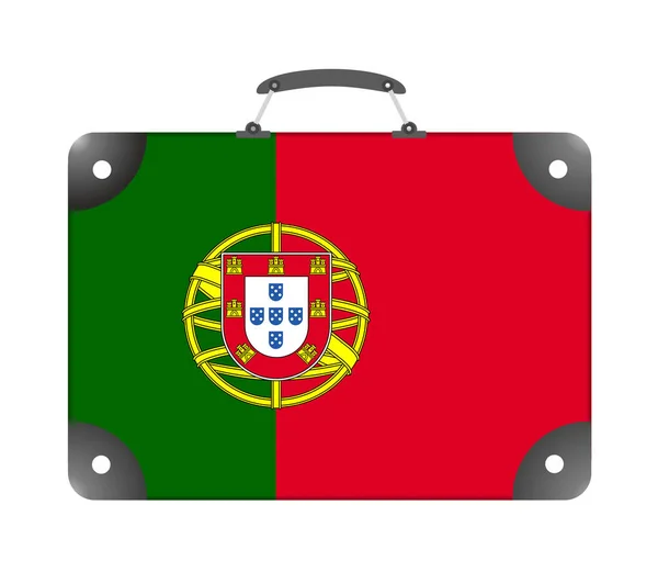Португальський Прапор Вигляді Екскурсійної Валізи Білому Тлі — стокове фото