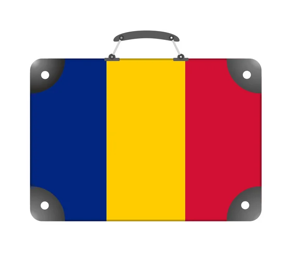 白い背景に旅行スーツケースの形でルーマニアの国旗 イラスト — ストック写真
