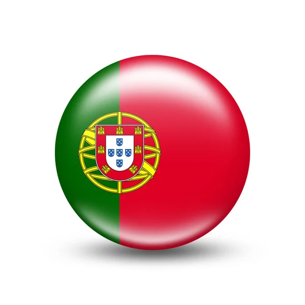 Флаг Португалии Сфере Белой Тенью Иллюстрация — стоковое фото