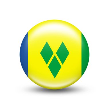 Beyaz gölgeli Saint Vincent ve Grenadines ülkesinin bayrağı.