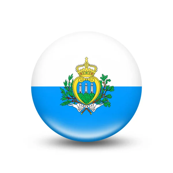 San Marino Ország Zászló Gömb Fehér Árnyék Illusztráció — Stock Fotó