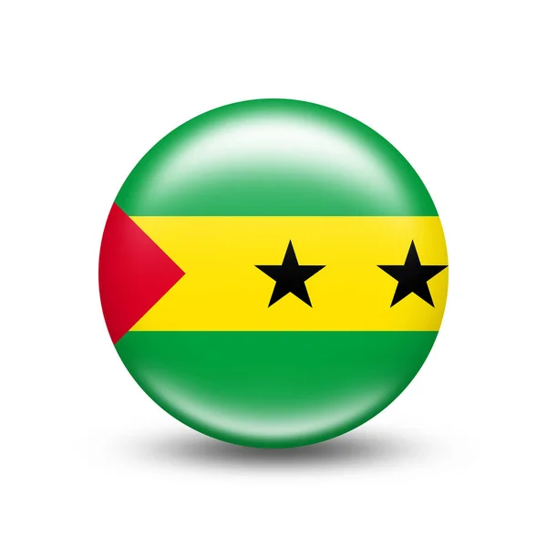 Bandiera Country Sao Tome Principe Sfera Con Ombra Bianca Illustrazione — Foto Stock