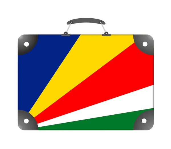 Прапор Сейшельських Островів Вигляді Екскурсійної Валізи Білому Тлі — стокове фото