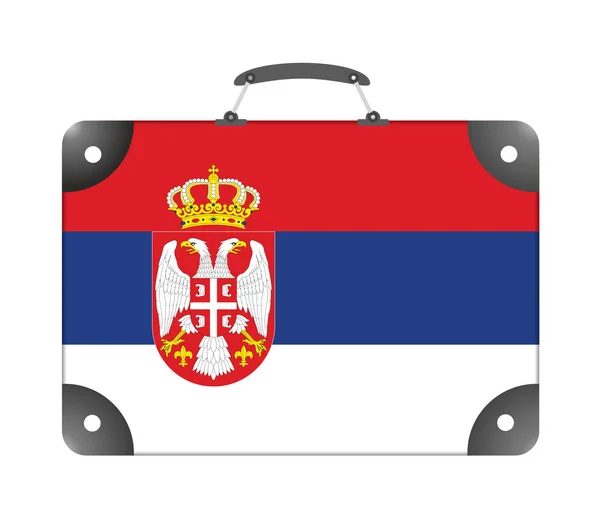 白色背景的旅行箱形式的塞尔维亚国旗 — 图库照片