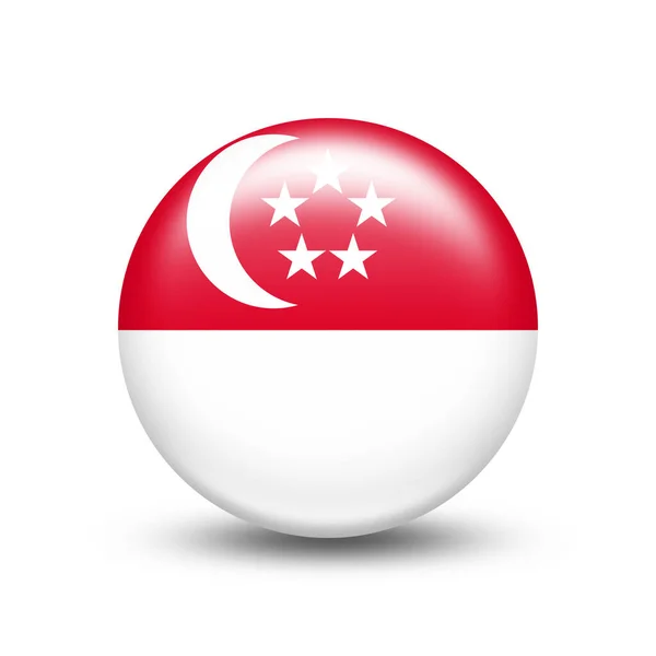 Bendera Negara Singapura Dalam Bola Dengan Bayangan Putih Ilustrasi — Stok Foto