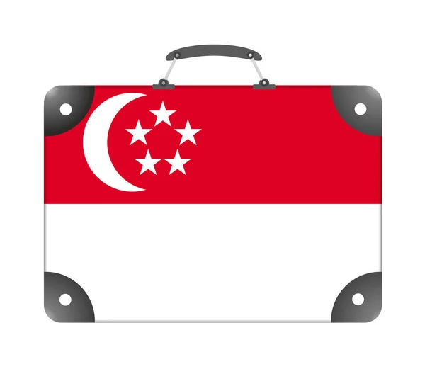 Bendera Negara Singapura Dalam Bentuk Koper Perjalanan Dengan Latar Belakang — Stok Foto