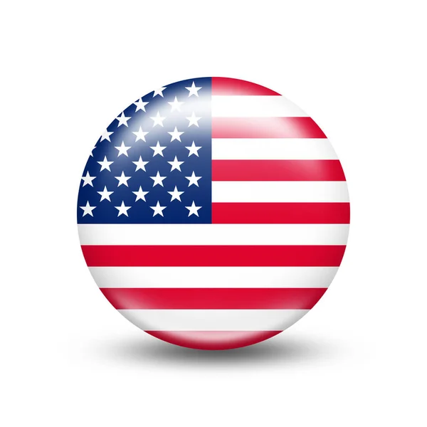 Usa Country Flag Sphere White Shadow Illustration — Stok Foto