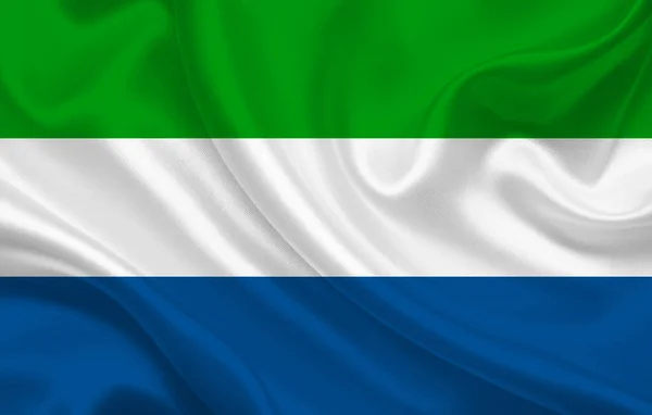 Sierra Leone Country Flag Wavy Silk Fabric Panorama Background Illustration — Stock Photo, Image