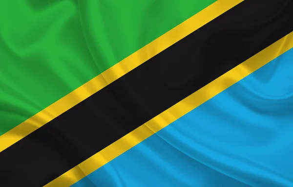 Tanzania Land Flagga Vågigt Silke Tyg Bakgrund Panorama Illustration — Stockfoto