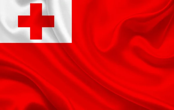 Bandeira País Tonga Tela Seda Ondulada Panorama Fundo Ilustração — Fotografia de Stock