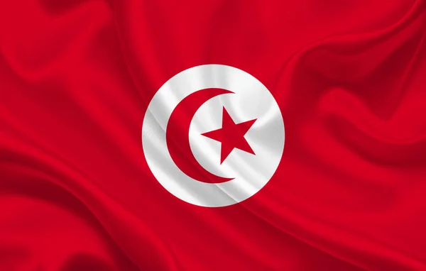 Tunísia Bandeira País Pano Fundo Ondulado Seda Panorama Ilustração — Fotografia de Stock