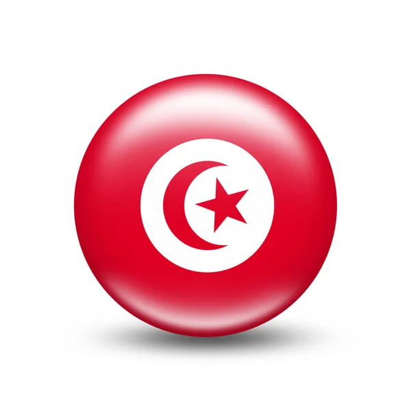 Tunisien Land Flagga Sfär Med Vit Skugga Illustration — Stockfoto