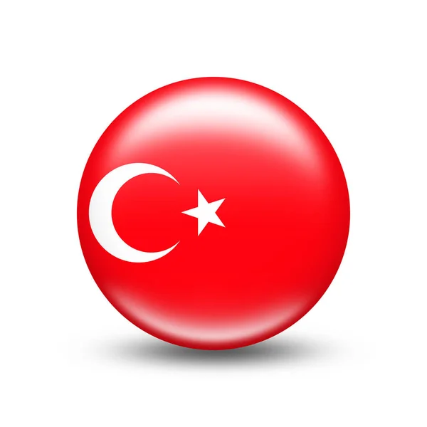 Turkiet Land Flagga Sfär Med Vit Skugga Illustration — Stockfoto