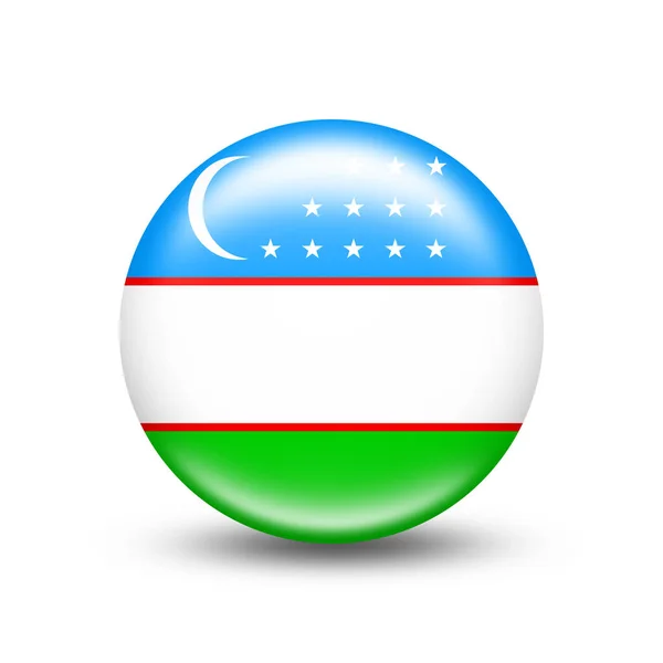 Uzbekistan Land Flagga Sfär Med Vit Skugga Illustration — Stockfoto