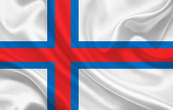 Färöer Flagge Auf Welligem Seidenstoff Hintergrundpanorama Illustration — Stockfoto