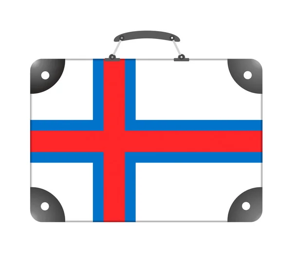 Faroe Island Country Flag Form Travel Suitcase White Background Illustration — Stock Photo, Image