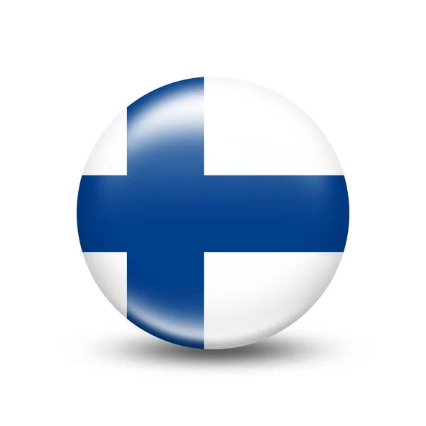 Bandera Finlandia Esfera Con Sombra Blanca Ilustración — Foto de Stock