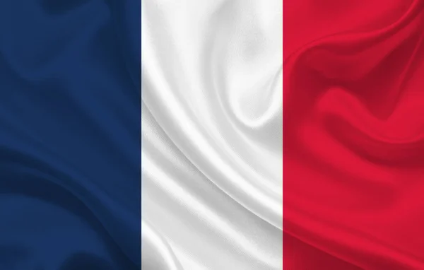 波纹丝织物背景全景上的法国国旗 — 图库照片
