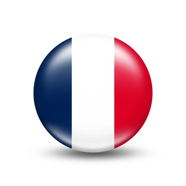 Frankrike Land Flagga Cirkel Med Vit Skugga Illustration — Stockfoto