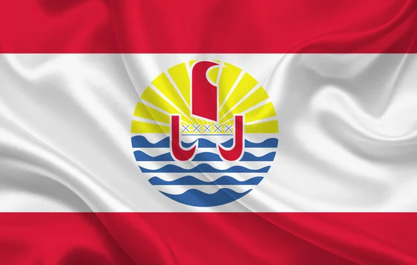Bandera Del País Polinesia Panorama Fondo Tela Seda Ondulada Ilustración —  Fotos de Stock