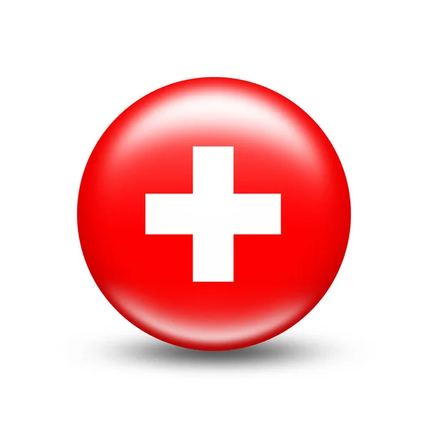 Switzerland Country Flag Sphere White Shadow Illustration — Stock Photo, Image