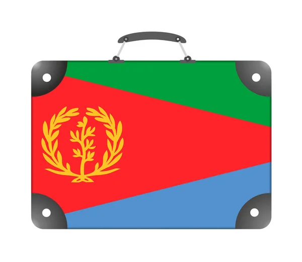 Vlajka Země Eritreje Podobě Cestovního Kufříku Bílém Pozadí Ilustrace — Stock fotografie