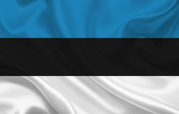 Estonia Paese Bandiera Ondulato Tessuto Seta Sfondo Panorama Illustrazione — Foto Stock