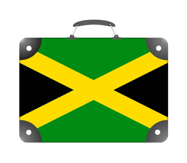 白い背景に旅行スーツケースの形でジャマイカの国旗 イラスト — ストック写真