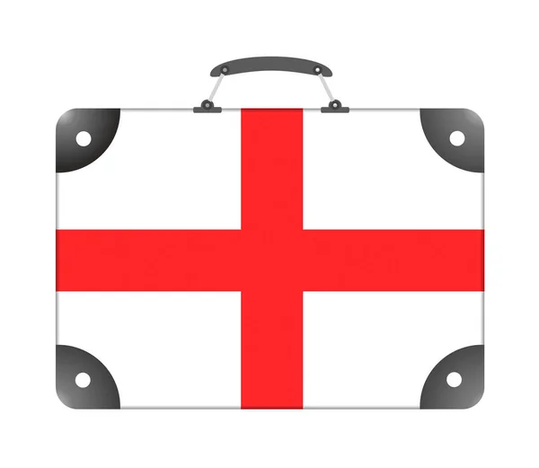 Angielska Flaga Kraju Postaci Walizki Podróżnej Białym Tle Ilustracja — Zdjęcie stockowe