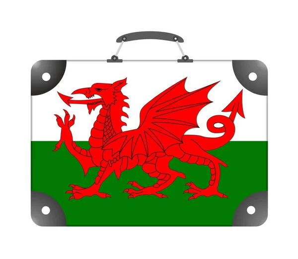Flaga Kraju Walii Postaci Walizki Podróżnej Białym Tle Ilustracja — Zdjęcie stockowe
