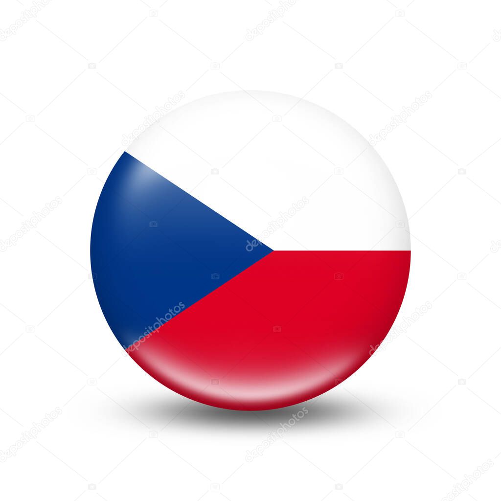 Czech Republic flag in sphere with white shadow - illustration