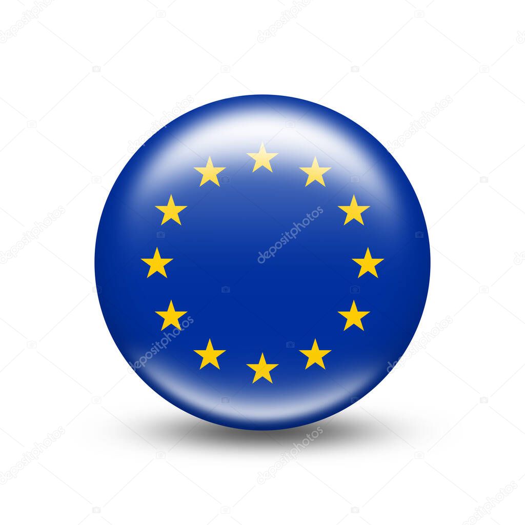 EU country flag in a circle with white shadow - illustration