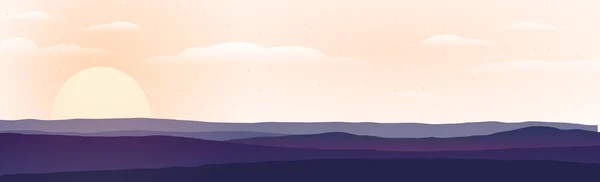 Panoramalandschaft Mit Bergen Und Sonnenuntergang Vektorillustration — Stockvektor