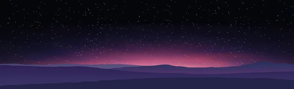 山と夕日のパノラマ風景 ベクトルイラスト — ストックベクタ