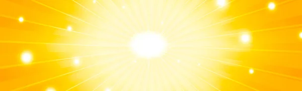 黄橙色の背景に明るい太陽 — ストックベクタ