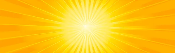Strahlende Sonne Auf Gelb Orangefarbenem Hintergrund — Stockvektor