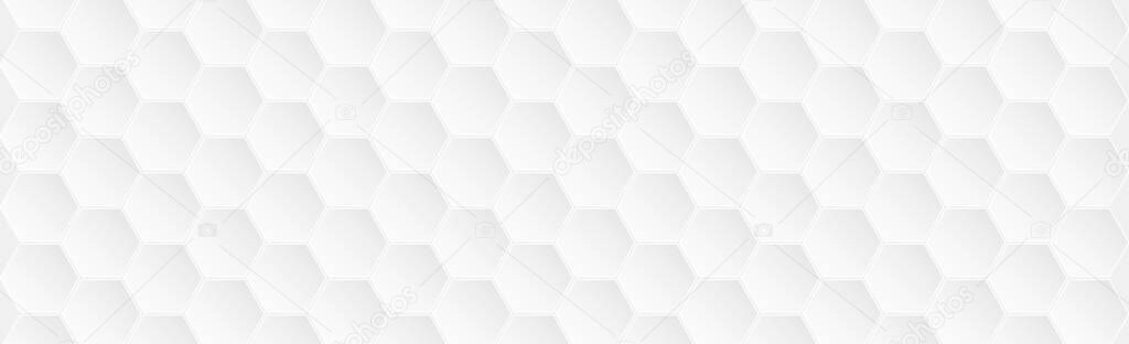 Hexagons on gray white background - illustration