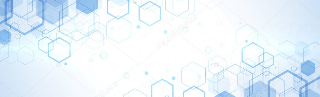 Hexagons on blue and white background - Vector illustration