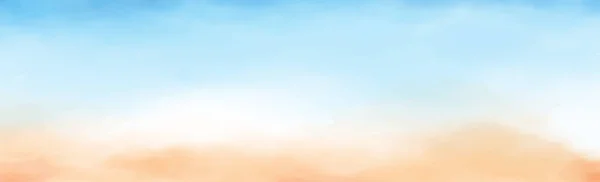 Realistyczna Niebieska Akwarela Panoramiczna Tekstura Białym Tle Ilustracja Wektora — Wektor stockowy