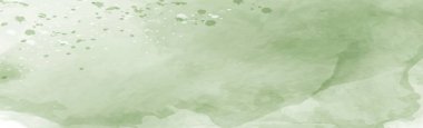 Beyaz arkaplanda gerçekçi yeşil suluboya dokusunun panoramik dokusu - Vektör illüstrasyonu