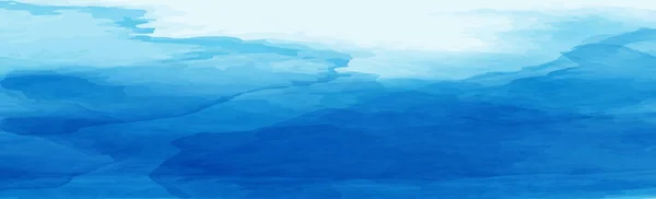 Textura Panorâmica Aquarela Azul Realista Sobre Fundo Branco Ilustração Vetorial — Vetor de Stock