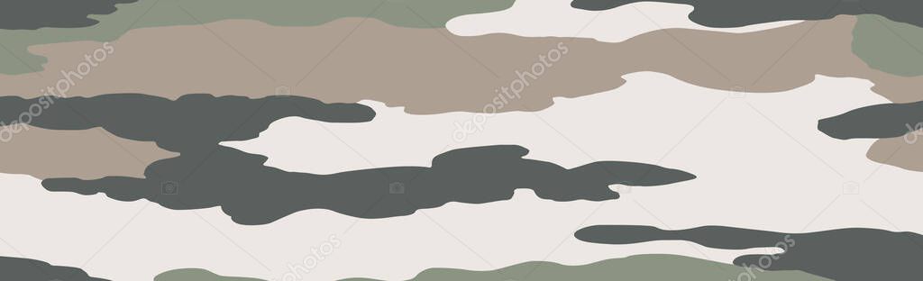 Military or hunting panoramic khaki geometric seamless pattern - Vector illustration